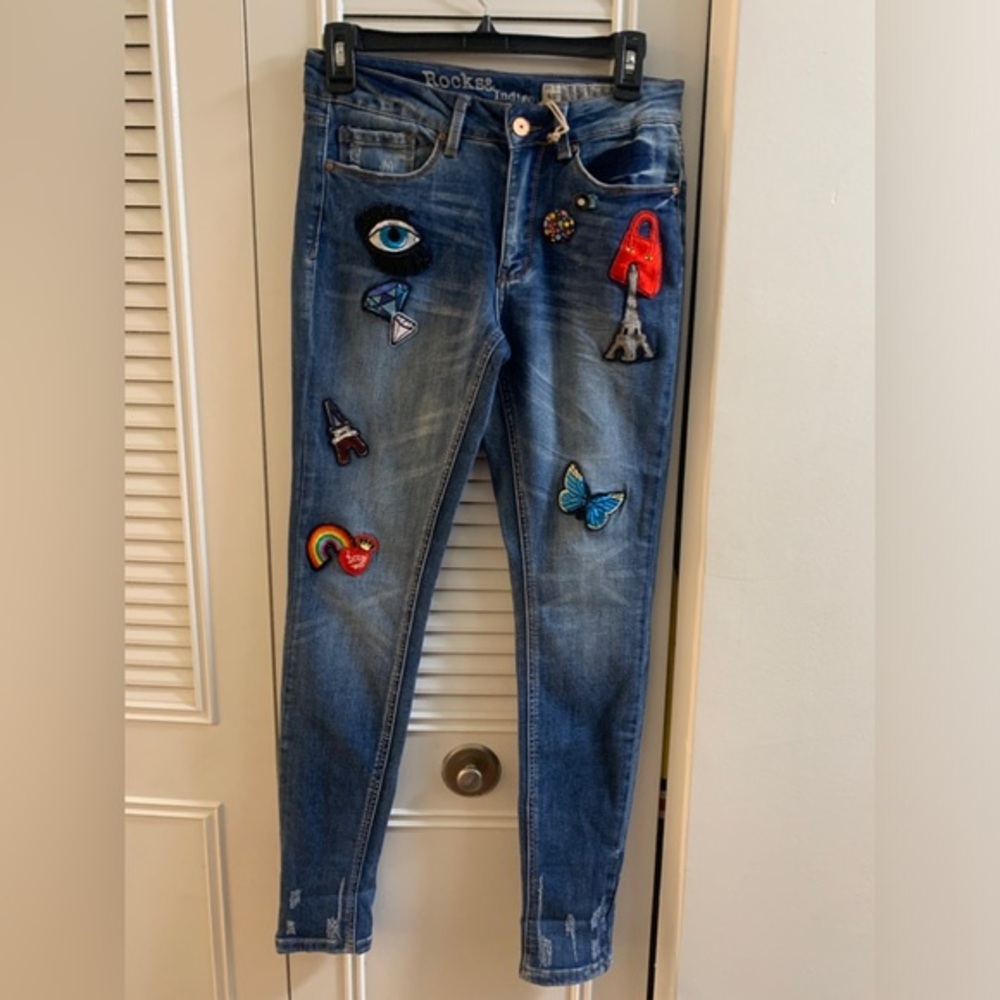 Rocks & Indigo Embellished Patch Work Jeans NWT-044